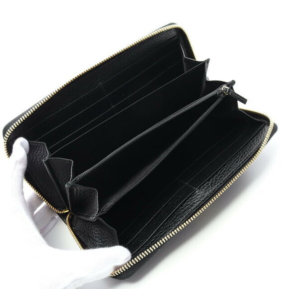 Gucci Marmont GG Round Long Wallet Canvas Leather Beige Black - Picture 3 of 4